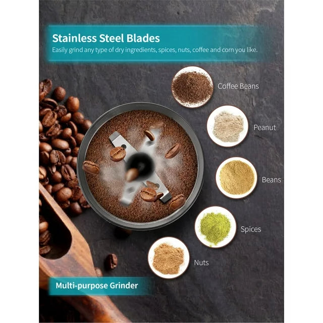 Gevi Black Electric Coffee Grinder With Stainless Steel Blades, New Condition