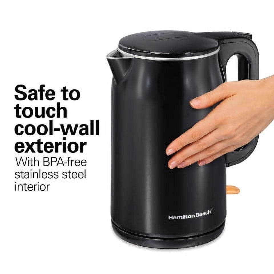 Hamilton Beach Cool-Touch Kettle, 1.6 Liter Capacity, Black, 41032