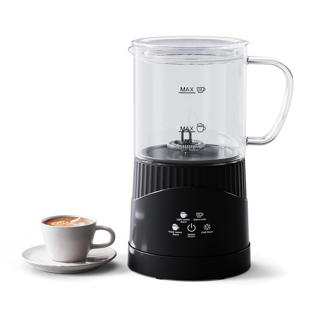 ALROCKET Milk Frother, 4 IN 1 Automatic Warm and Cold Milk Foam Maker, 400ml/13.5oz Milk Steamer for Coffee, Black