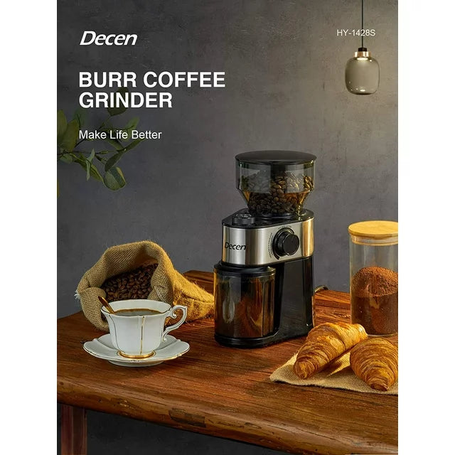 Electric Burr Coffee Grinder, Coffee Bean Grinder with 18 Precise Grind Settings, 2-14 Cup for Drip