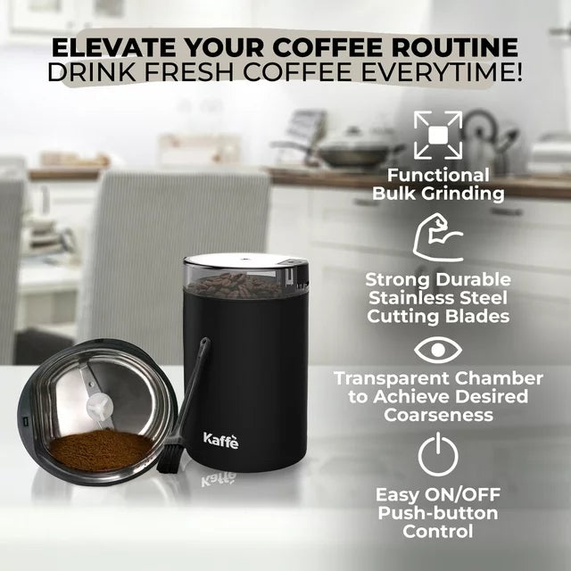 Kaffe Coffee Grinder Electric (3.5oz/14 Cup) , Best Coffee Grinders Reduced Price w Free Cleaning Brush, Black