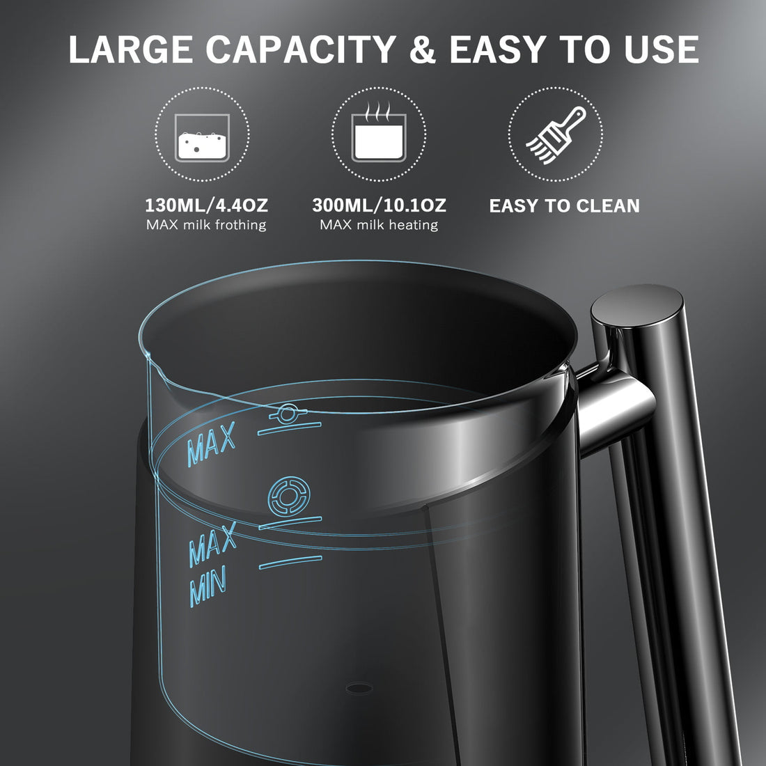 Milk Frother, Automatic Electric Milk Frother and Warmer, Electric Milk Steamer Milk Heater Soft Foam Maker with Hot &Cold Milk Functionality for Coffee, Hot Chocolates, Latte, Cappuccino