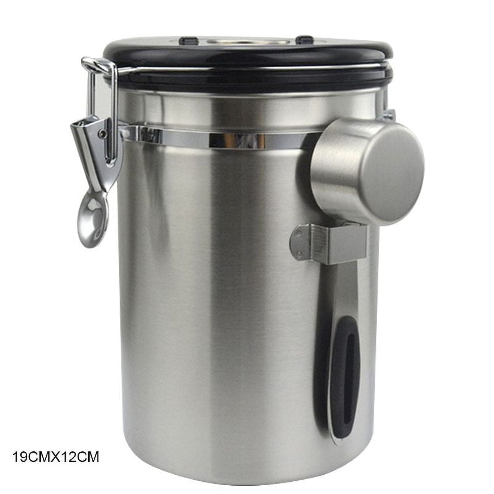 Airtight Coffee Canister Stainless Steel Container Coffee Ground Vault Jar with Valve for Kitchen New.