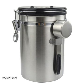 Airtight Coffee Canister Stainless Steel Container Coffee Ground Vault Jar with Valve for Kitchen New.
