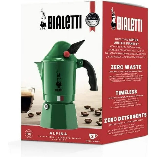 Bialetti - Moka Express Alpina: Iconic Stovetop Espresso Maker, Moka Pot 3 Cups