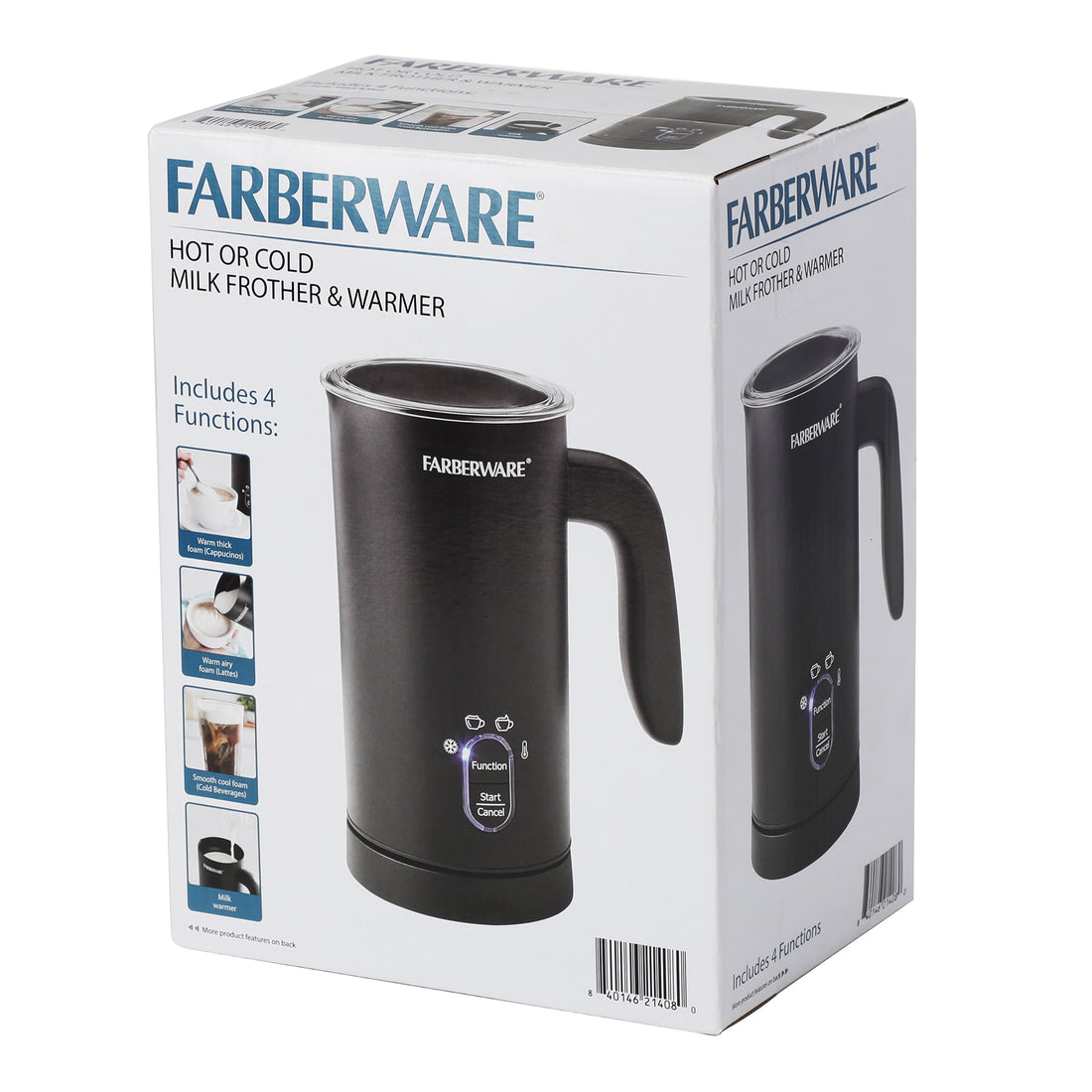 Farberware 10 oz Electric Milk Frother 4 in 1 Automatic Foam Maker , Black