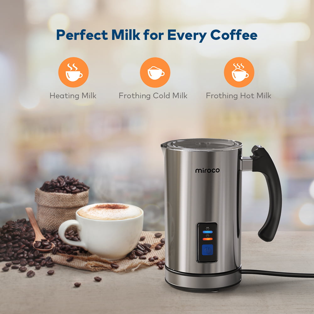 Miroco Milk Frother, Automatic Stainless Steel Foam Maker with Hot &Cold Milk Functionality,Silver
