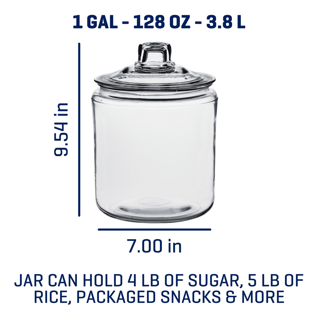 Anchor Hocking Heritage Hill Glass Jar with Lid, 1 Gallon