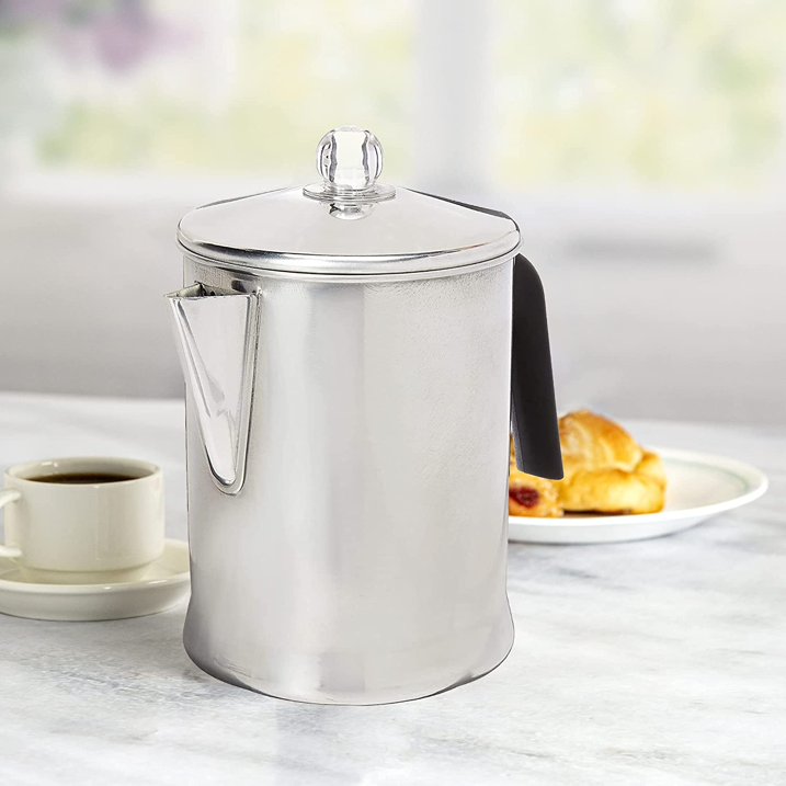 Primula Today Aluminum Stove Top Percolator Maker Durable, Brew Coffee On Stovetop, 9 Cup
