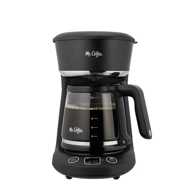 Mr. Coffee 12-Cup Programmable Coffeemaker, Brew Now or Later, Black
